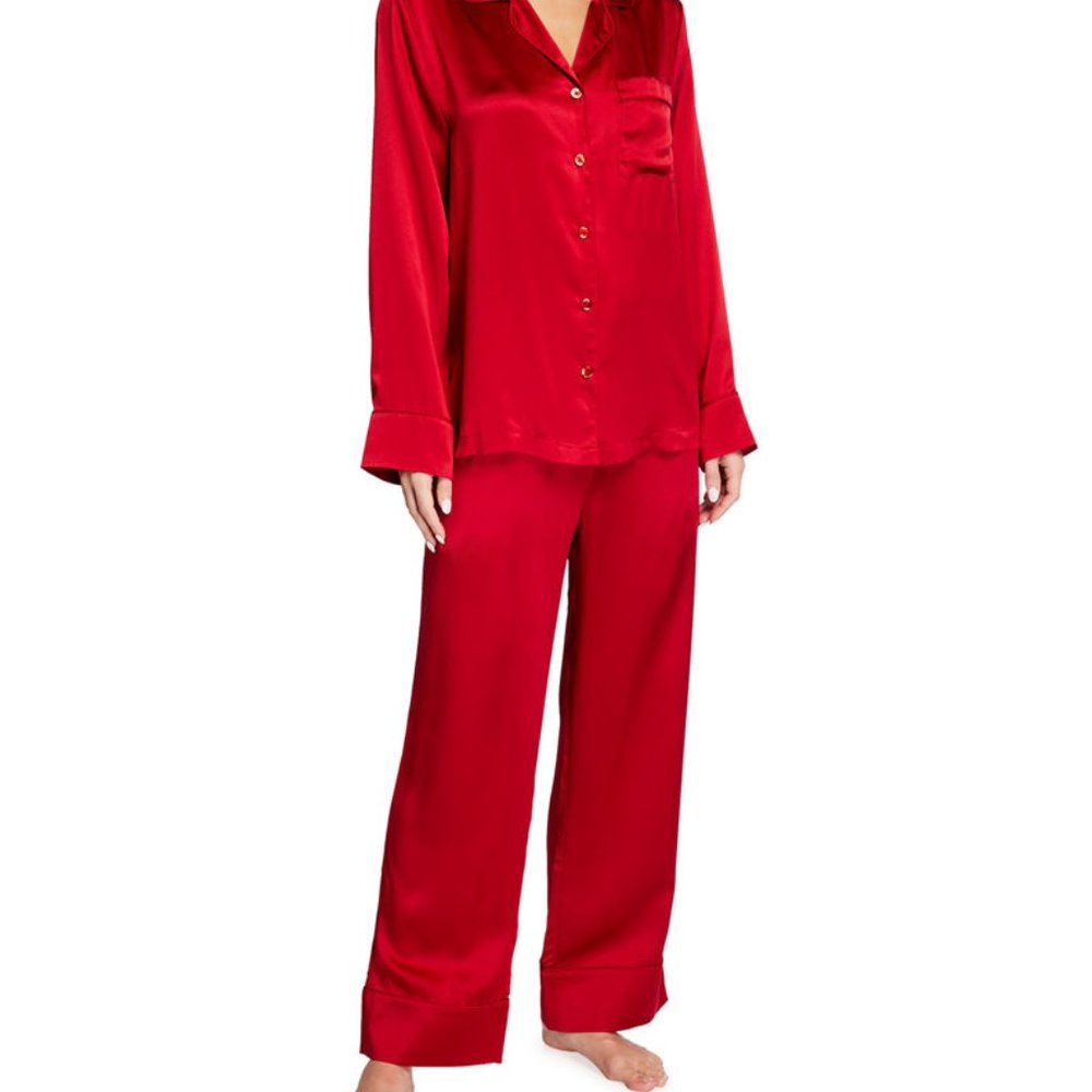 🌻Victoria's Secret Red Satin Pajama Set sz Small - Picture 1 of 14